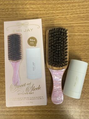 Emi Jay Pink Pearl Paddle Brush & Cream Smoothing Balm Set